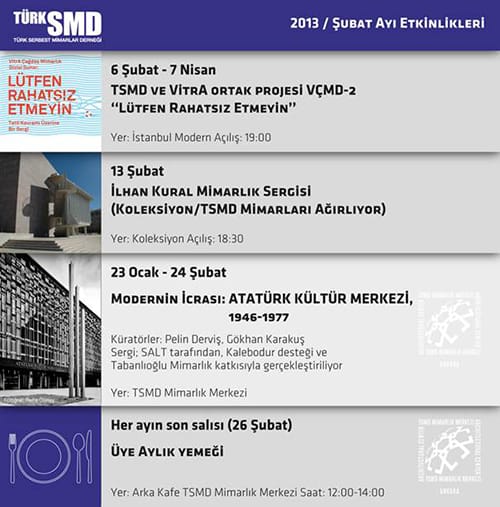Türk SMD Şubat ayı etkinlik takvimi    (6 Şubat-Nisan 2013)