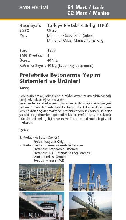 Prefabrike Betonarma Yapım Sistemleri ve Ürünleri (21 – 22 Mart 2008)