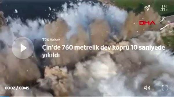 760 metrelik dev köprü patlatıldı; saniyeler içinde böyle yıkıldı