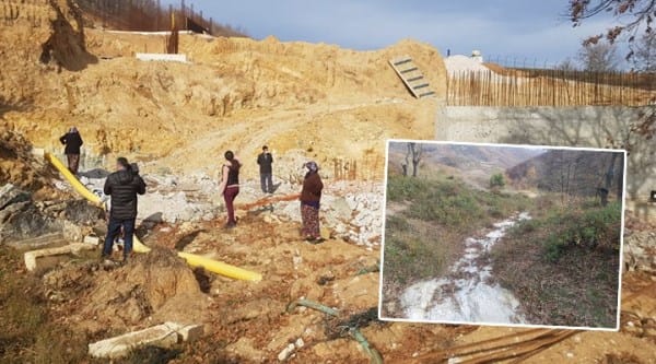Madenci şirkete ağaç kesmek yetmedi: Dere yatağına beton döktü