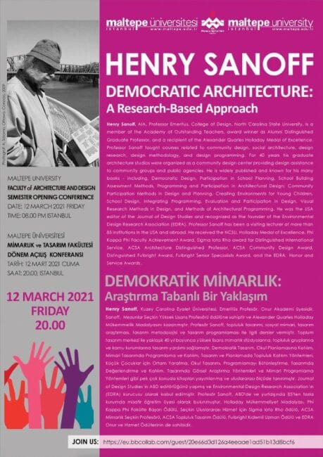 Henry Sanoff: Demokratik Mimarlık  12 Mart Saat 20.00