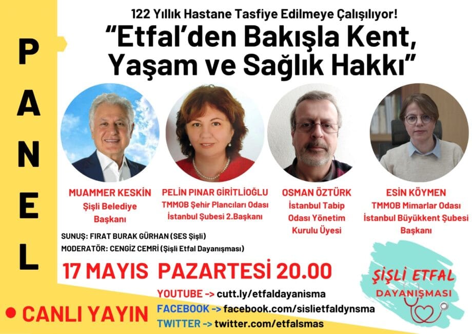 EFTAL’DEN BAKIŞLA KENT, YAŞAM ve SAĞLIK HAKKI    17 Mayıs Pazartesi Saat 20.00