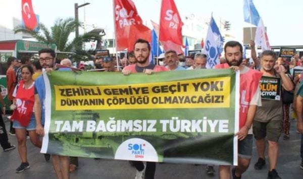 SOL Parti’den asbest yüklü gemiye karşı yürüyüş