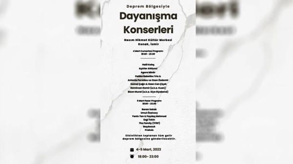 İzmir’de deprem bölgesiyle dayanışma konserleri düzenlenecek