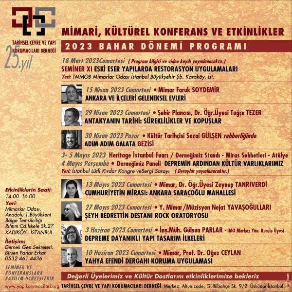 MİMARİ, KÜLTÜREL KONFERANS ve ETKİNLİKLER