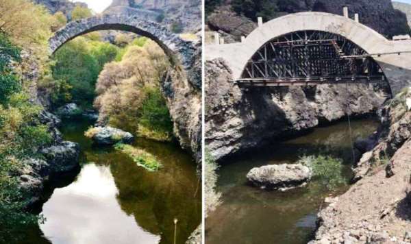Malatya’daki 2 bin yıllık taş köprü yanlış restorasyon kurbanı oldu