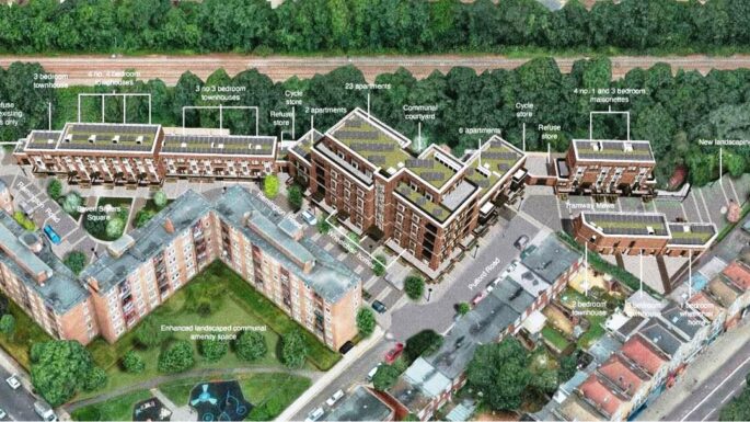 Londra’da kırmızı tuğlalı sosyal konut blokları
