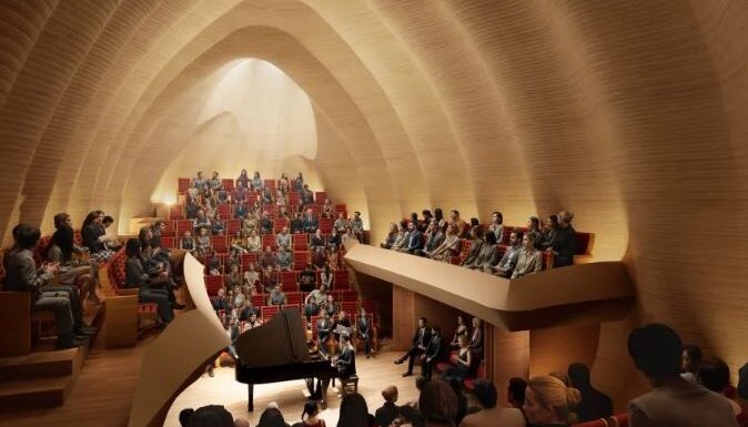Silah deposunun içine ahşap bir konser salonu…