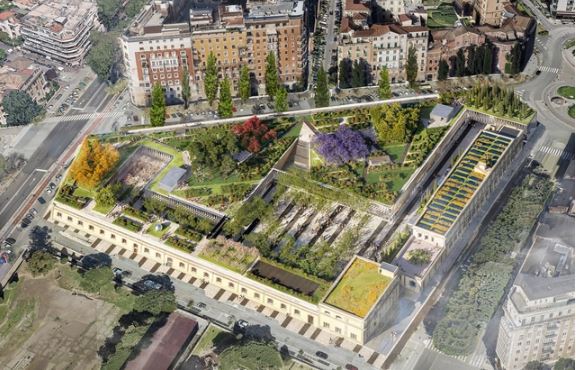 Roma'daki eski bir toplu taşıma deposunun kamusal alana dönüşümü