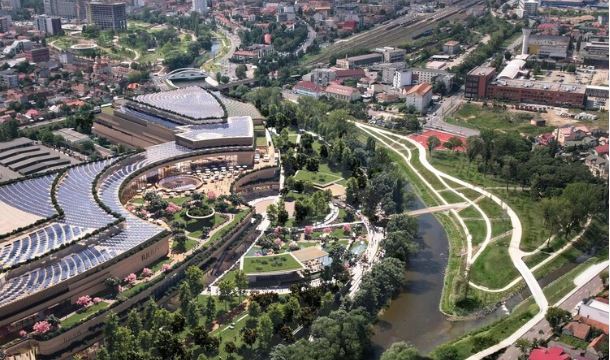 Romanya'da eski bir sanayi alanı için, nehir odaklı bir kent planı...