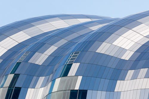 Detail of stainless steel roof of the Sage Gateshead