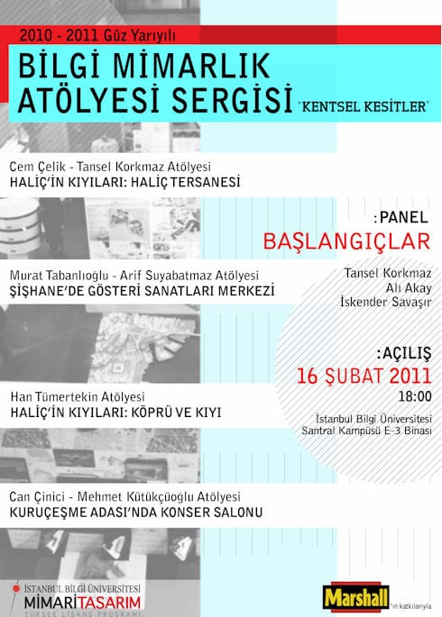 2010 Güz Dönemi Bilgi Mimarlık Atölyesi Sergisi: “Kentsel Kesitler” (16 Şubat – 21 Mayıs 2011)