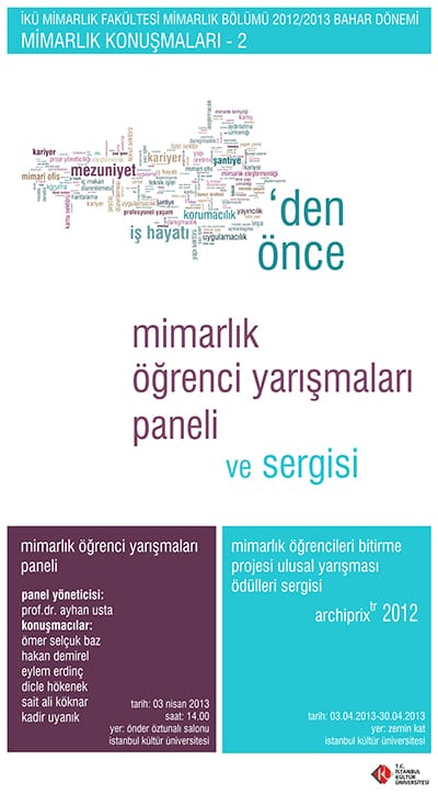 ‘Den Önce Mimarlık Öğrenci Yarışmaları Paneli Ve Sergisi (3 Nisan Çarşamba 2013)