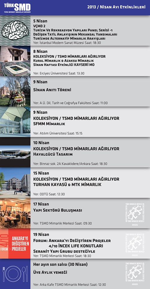 TSMD Nisan ayı etkinlik takvimi