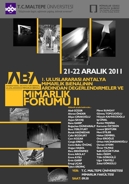 Maltepe Universitesi Mimarlik Forumu II program ve afis..(21-22 Aralik 2011)