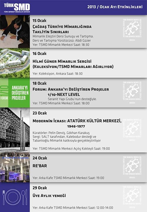 TSMD Ocak Ayı Etkinlik Takvimi