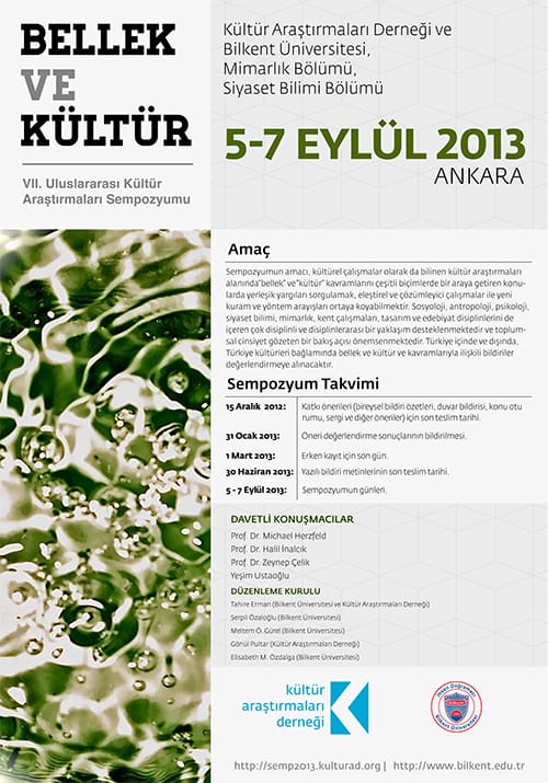 Bellek ve Kültür VII. Uluslararası Kültür Araştırmaları Sempozyumu (5 – 7 Eylül 2013)