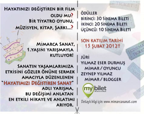 “Hayatımızı Değiştiren Sanat” Yarışması ( 23 Ocak – 15 Şubat 2012)