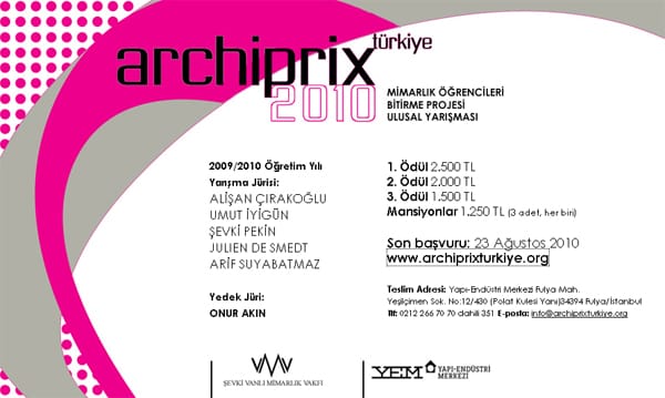 Archiprix Türkiye 2010: Mimarlık Öğrencileri Bitirme Projesi Ulusal Yarışması