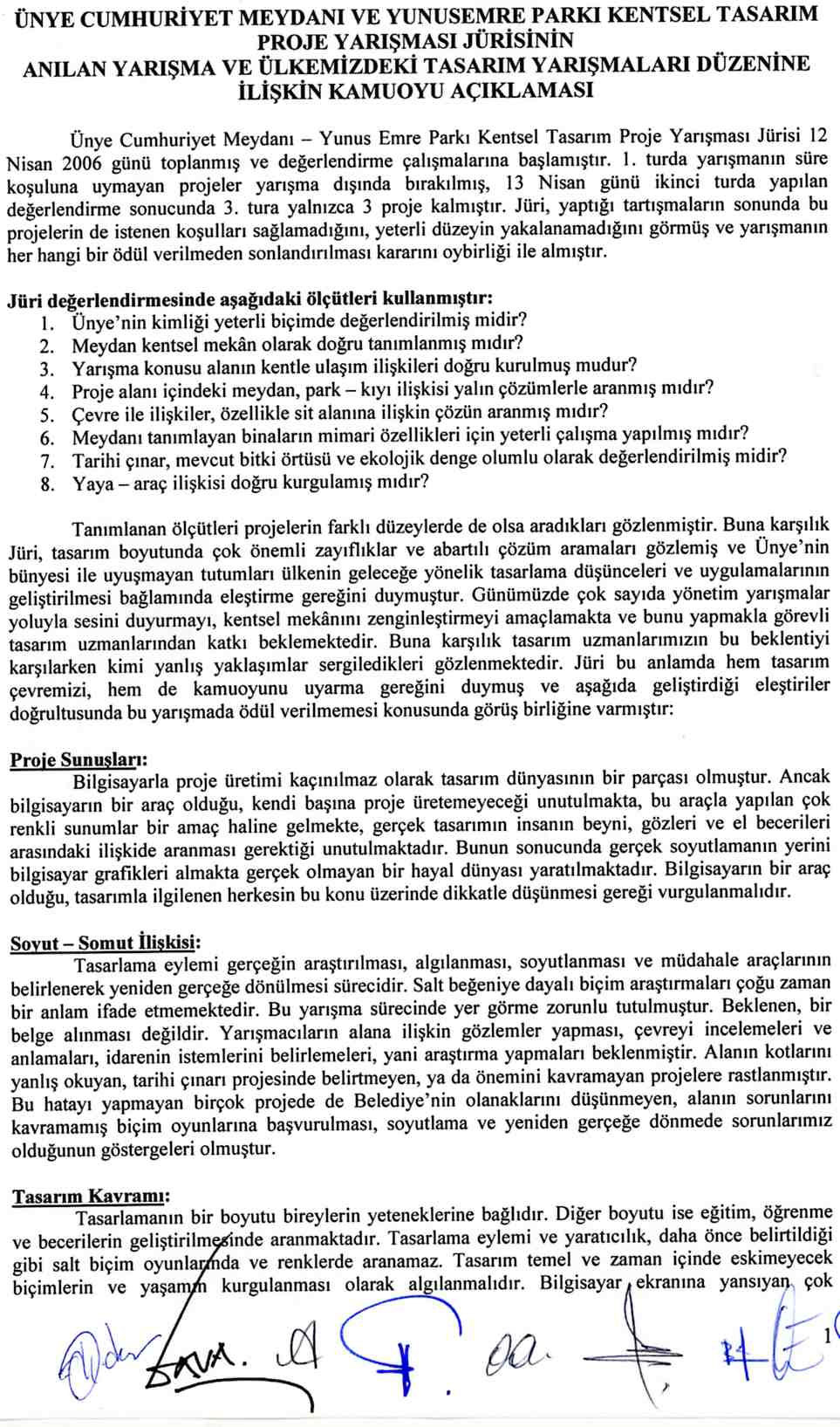 Ünye Cumhuriyet Meydanı Yunus Emre Parkı Kentsel Tasarım Proje Yarışması